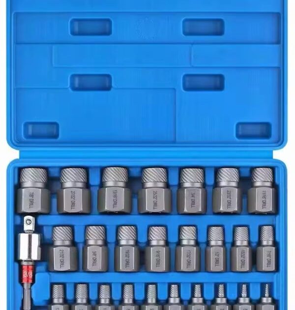 طقم 25 قطعة من أدوات استخراج البراغي متعددة الأخاديد